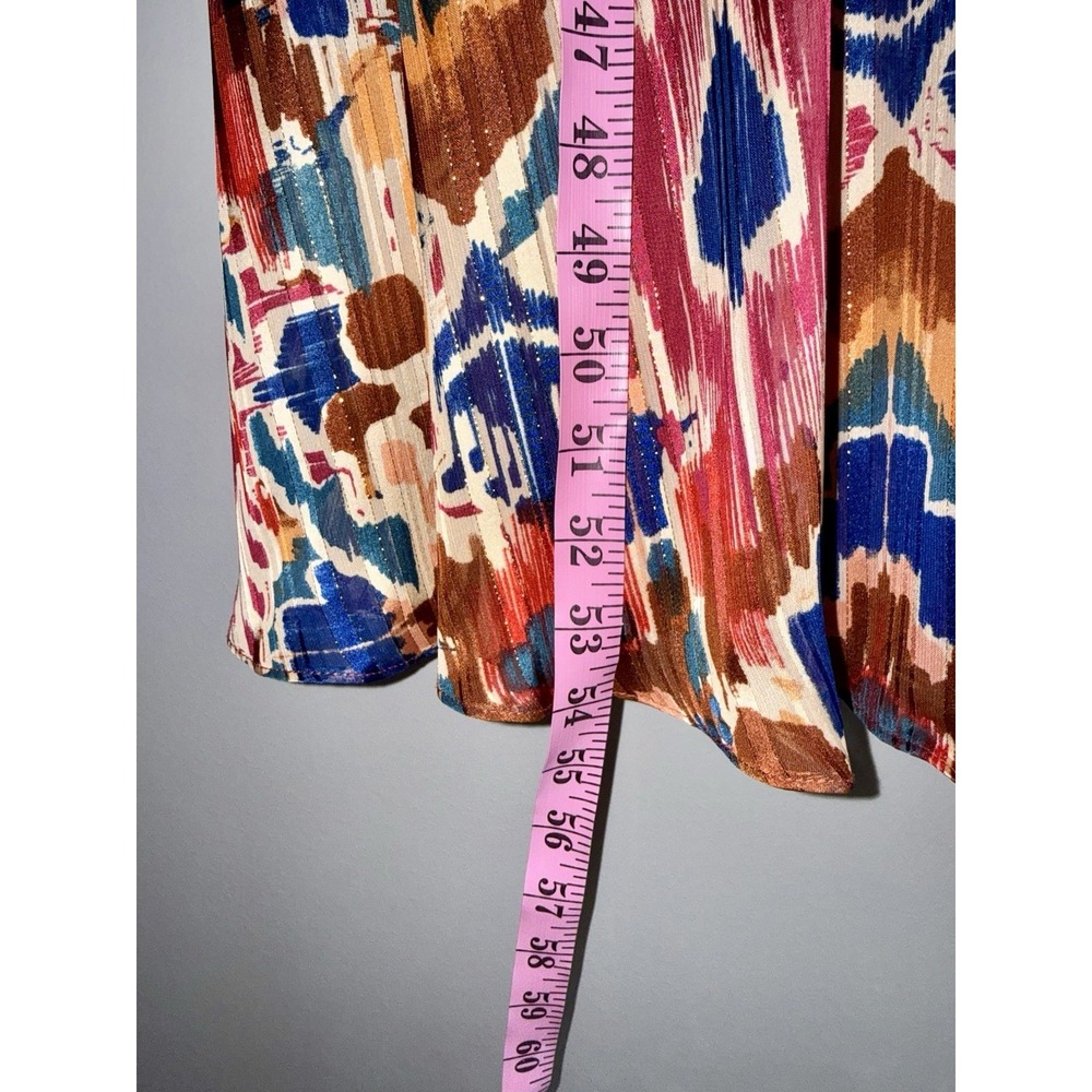 MSK Maxi Dress Boho Colorful Beach Earth Tone Metallic Flowy V Neck Straps Large - Picture 13 of 16